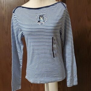 Bluey Womens Long Sleeve Blue And White Stripe Shirt Size XL
